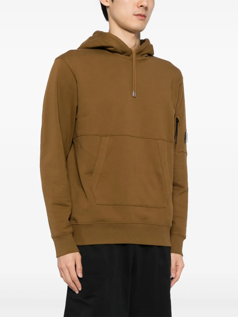 C.P. Company Lens hoodie met diagonale afwerking Bruin