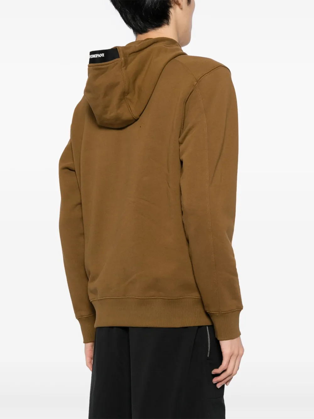 C.P. Company Lens hoodie met diagonale afwerking Bruin