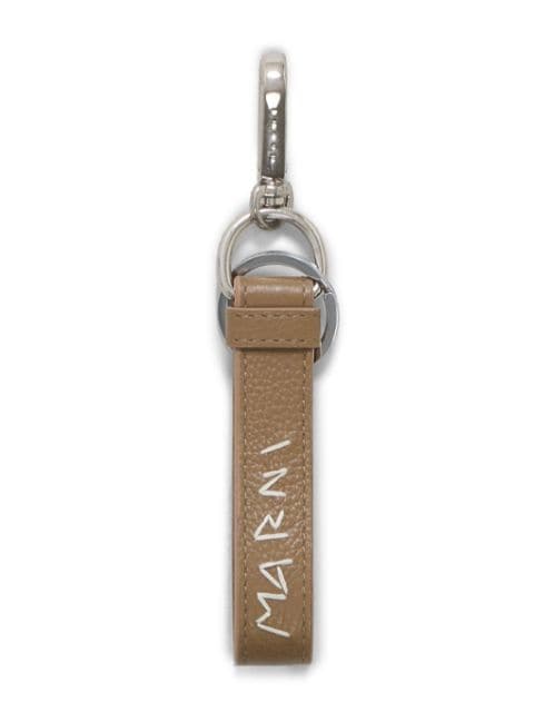 Marni logo-embroidered leather keyring