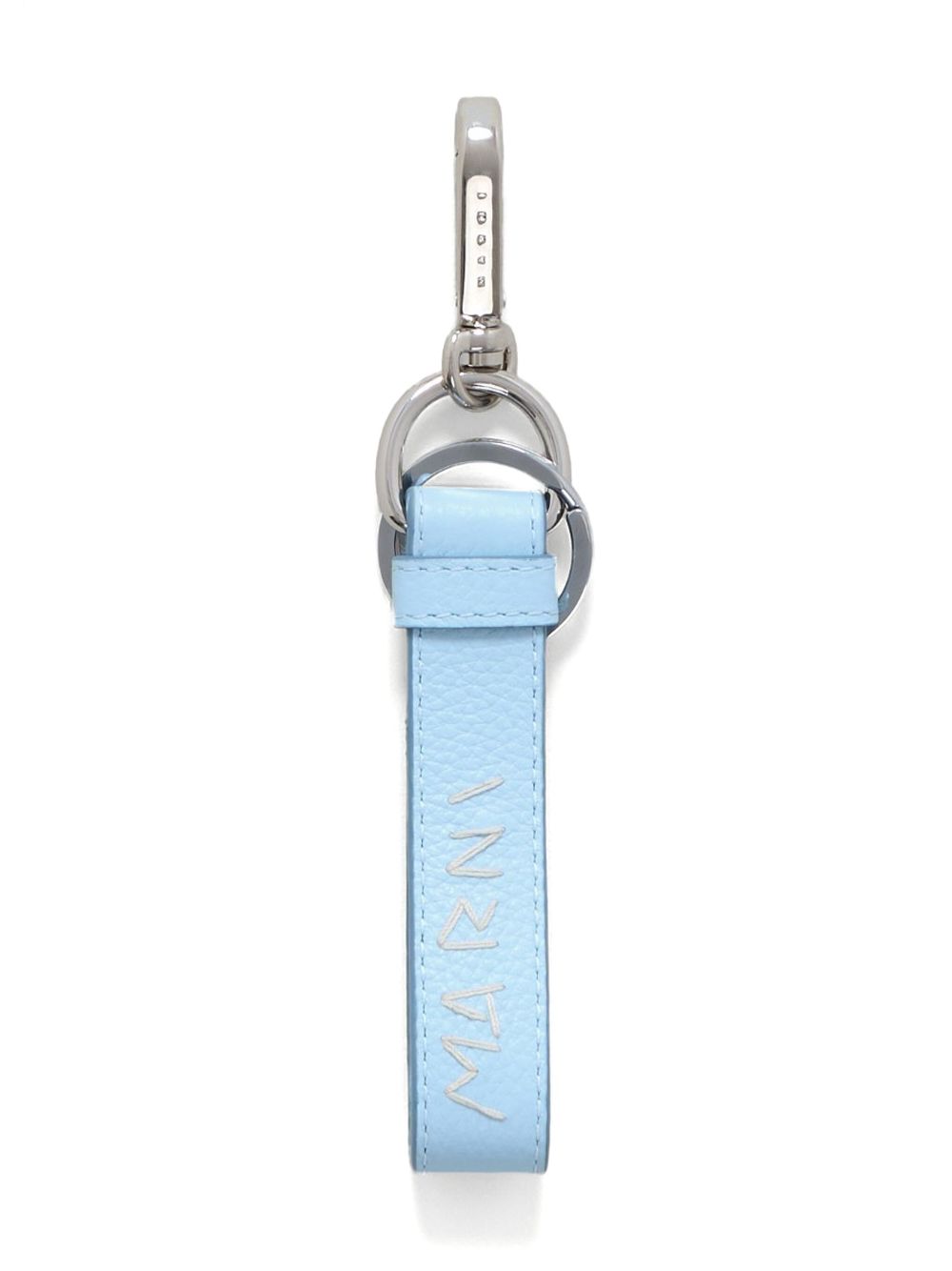 Marni logo-embroidered leather keyring - Blue