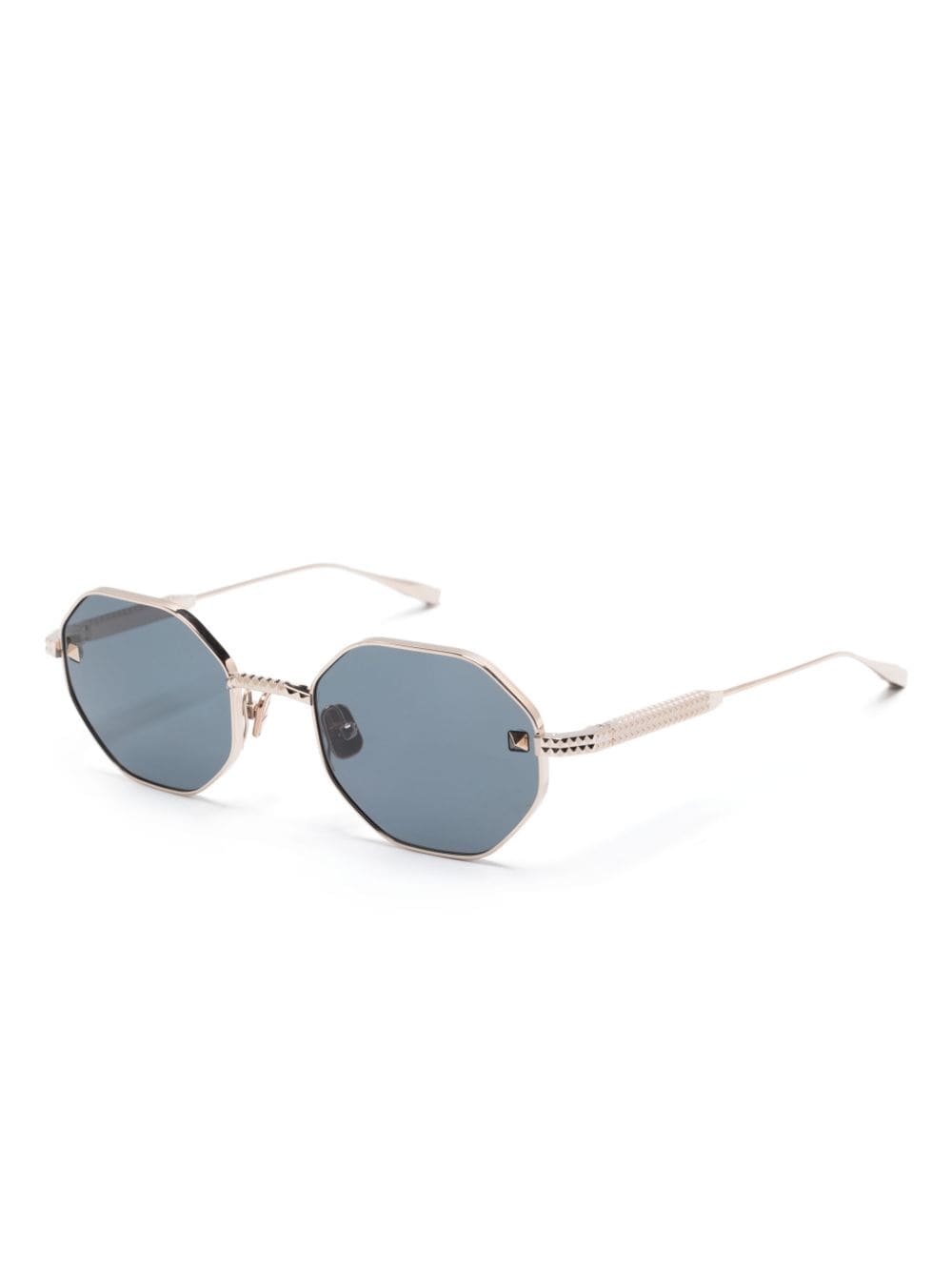 Shop Valentino V-stud Sunglasses In Gold