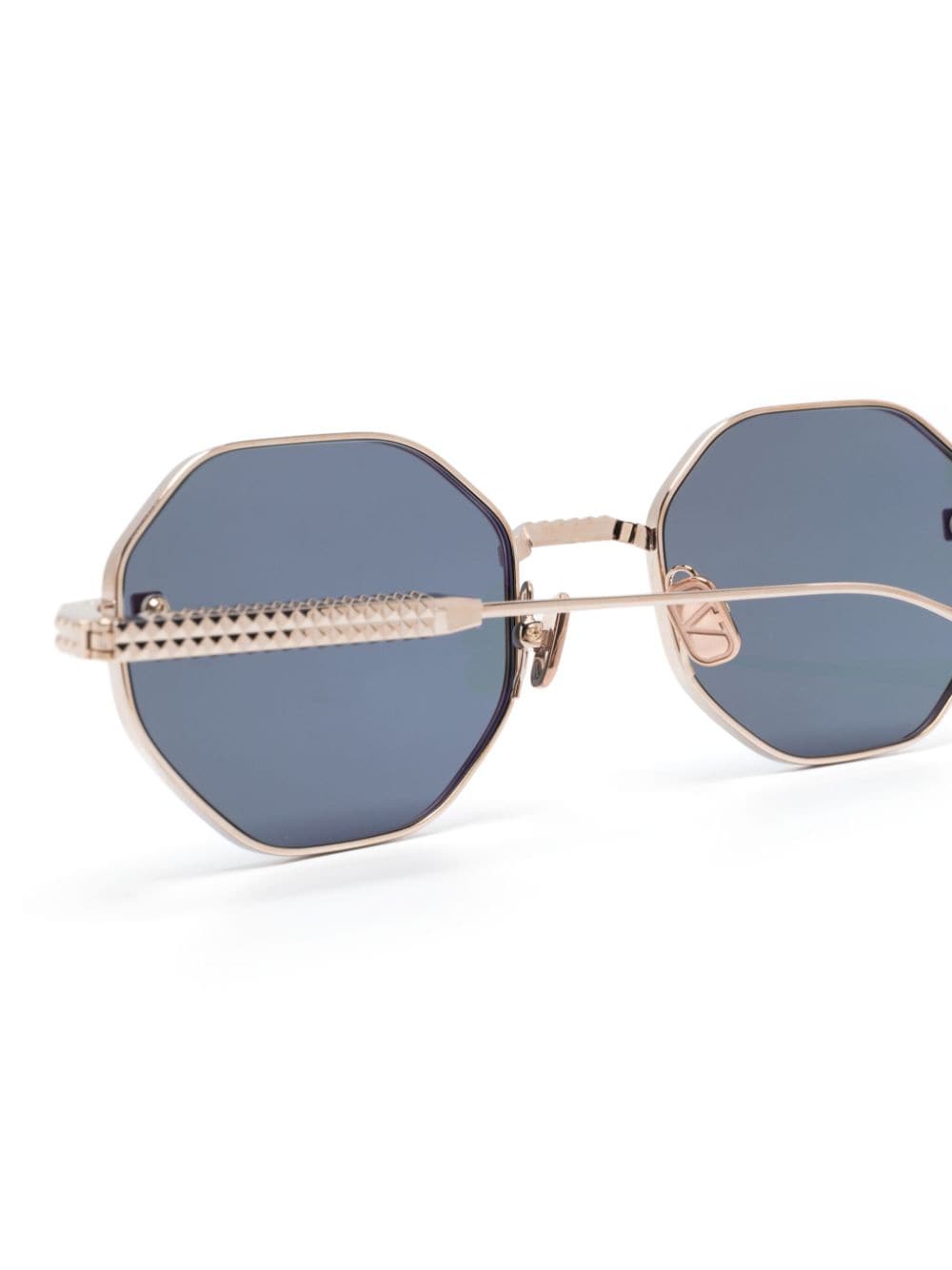 Shop Valentino V-stud Sunglasses In Gold