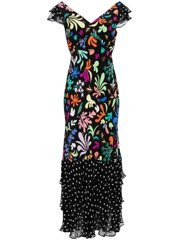 Rixo Ossy Silk Maxi Dress Black FARFETCH BH