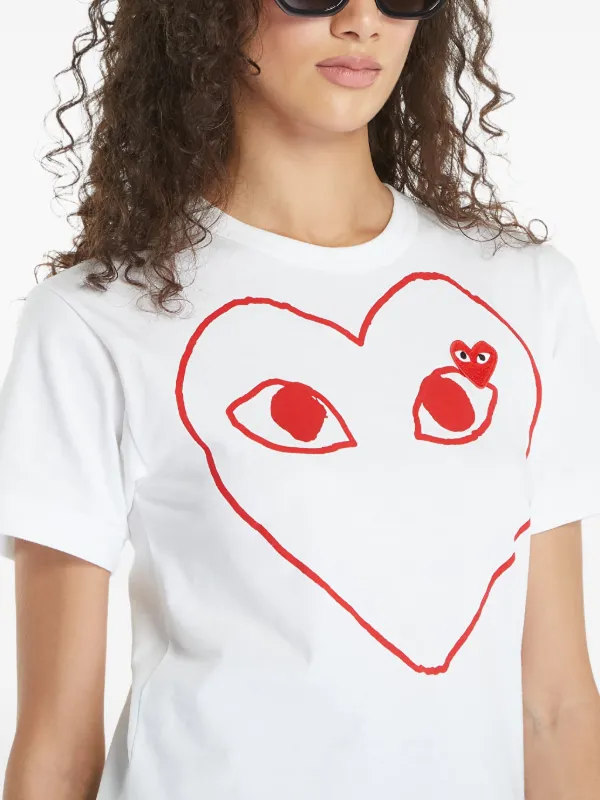 Comme Des Garçons Play ハートプリント Tシャツ | ホワイト | FARFETCH JP