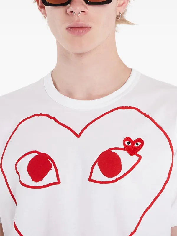 Comme Des Garçons Play ハートプリント Tシャツ | ホワイト | FARFETCH JP