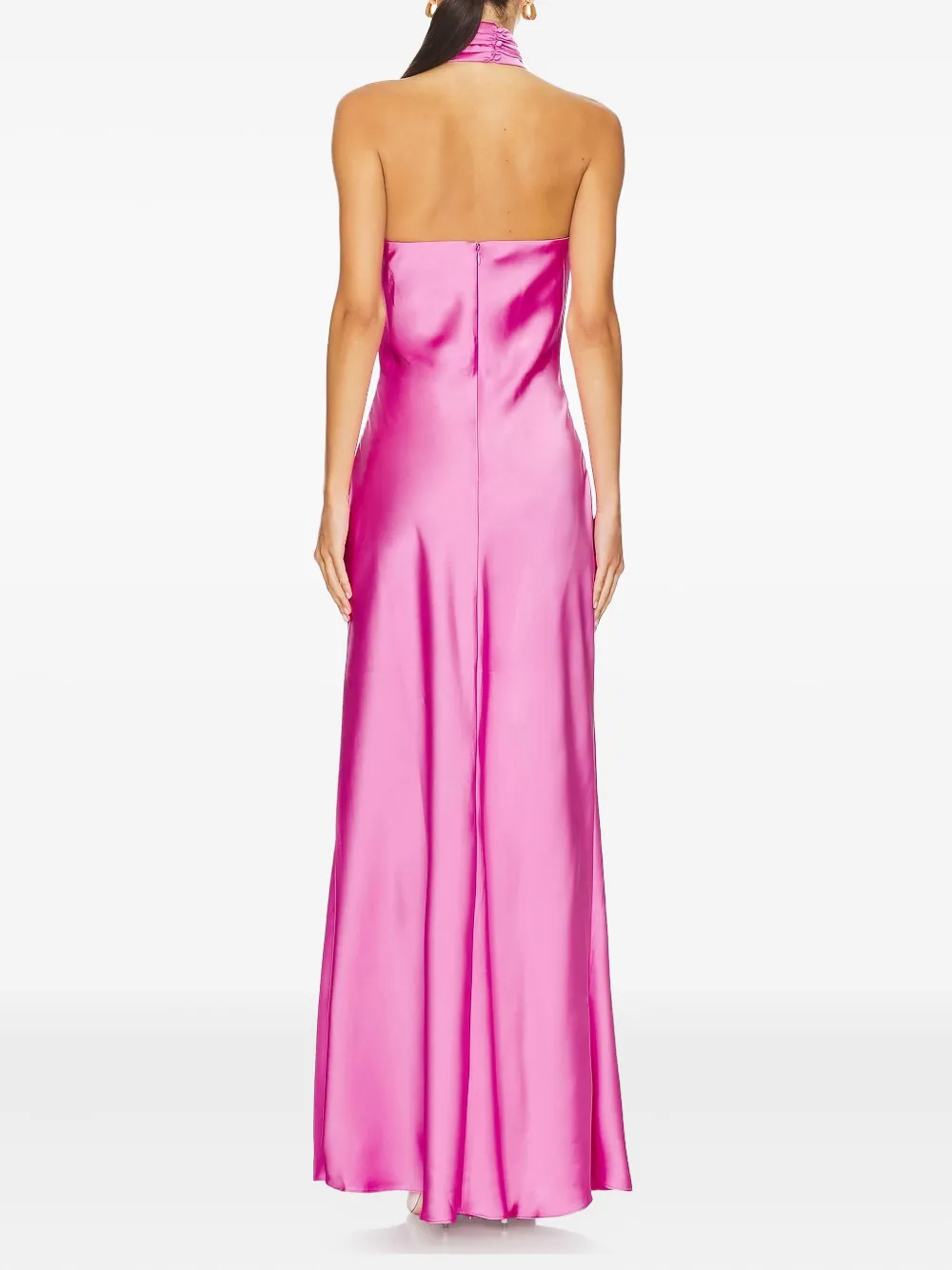 Misha Rose-embellished Halterneck Dress In Pink