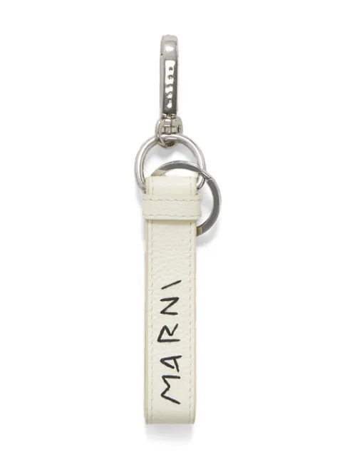 Marni logo-embroidered leather keyring