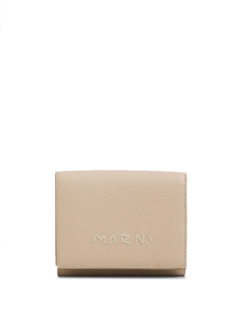 Marni logo-embroidered leather wallet Women