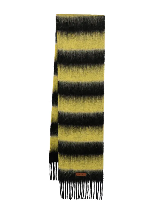 Marni Fringed Colour-block Scarf in Black