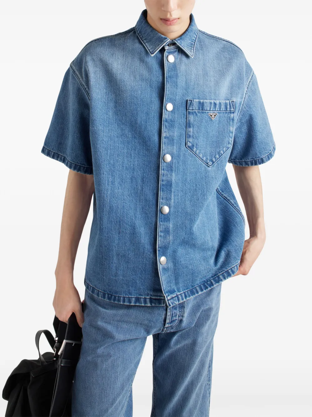 Prada Overhemd met logo Blauw