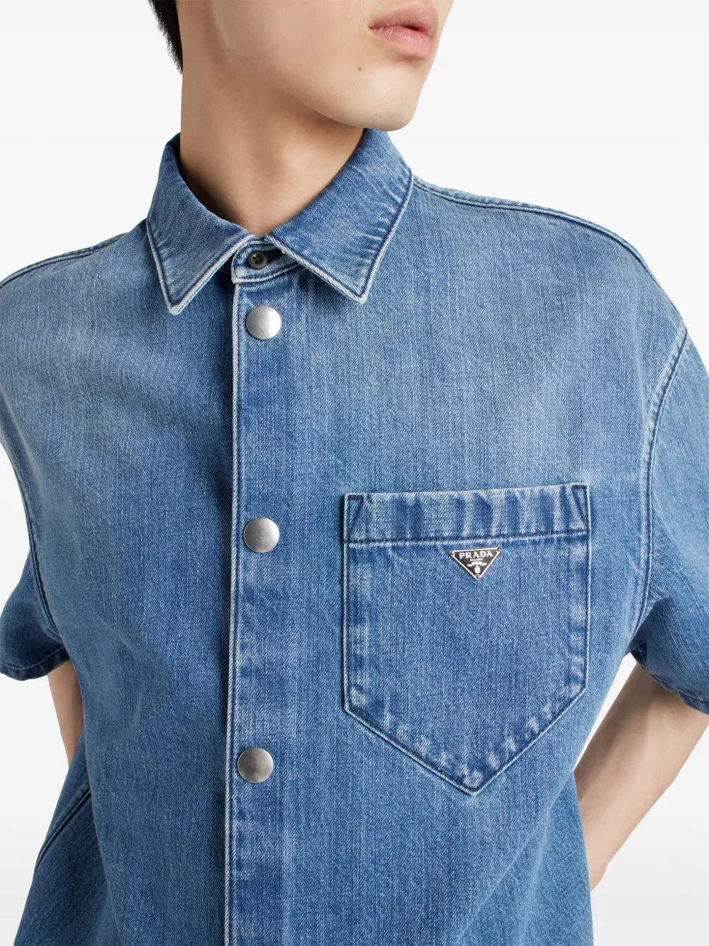 Prada Overhemd met logo Blauw