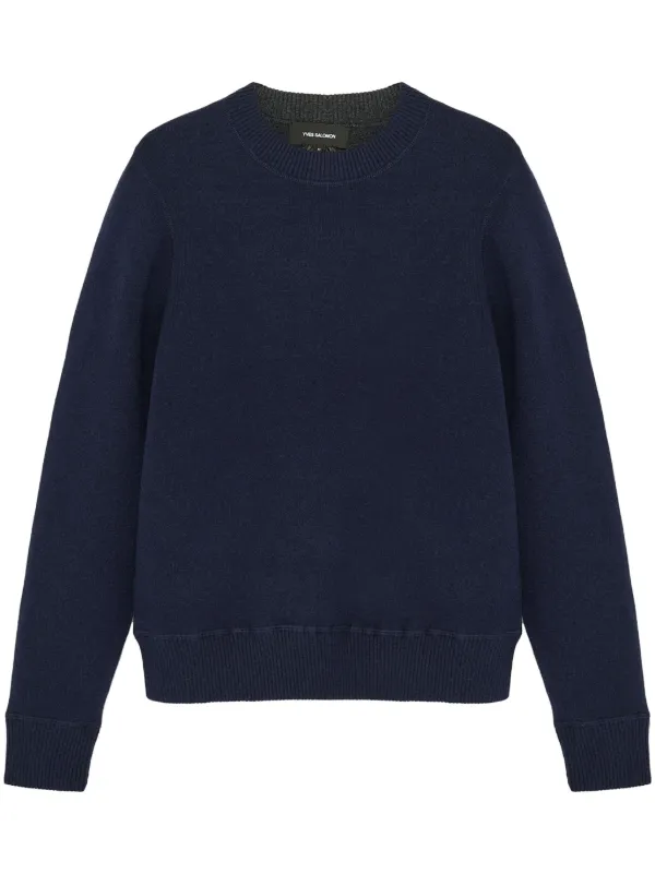 Yves Salomon Two-tone Reversible Knit Jumper in Blue