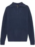 Yves Salomon zip-up ribbed knit sweater - Blue