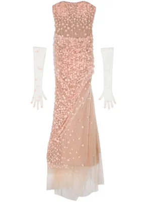 sachin and babi light blue dress Luxury Nude White Feathered Sequin Embellished Evening Bridal Party Dress main image 0