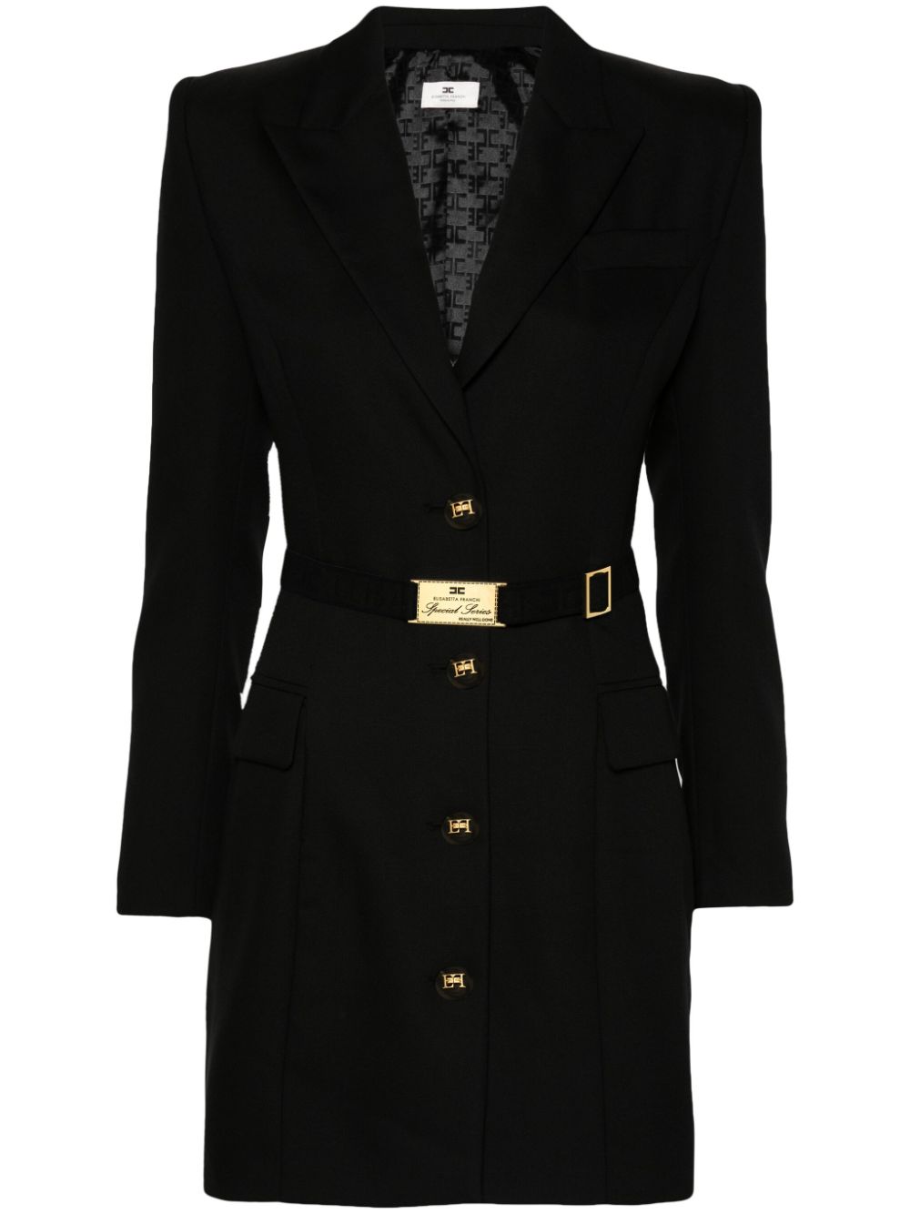 Shop Elisabetta Franchi Belted Coat Dress In Black