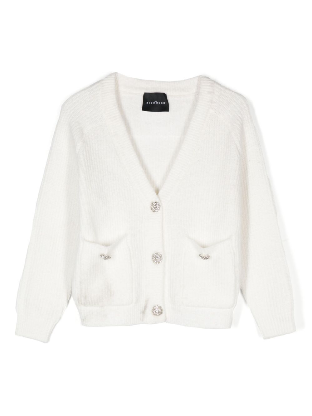 John Richmond Junior crystal-button cardigan - White