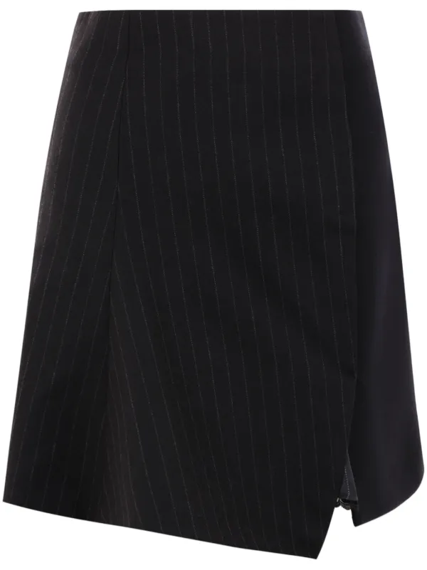 ◆美品◆23AW◆sacai◆CHALK STRIPE SKIRT◆BLACK SACAI | CHALK STRIPE & WOOL MELTON SKIRT