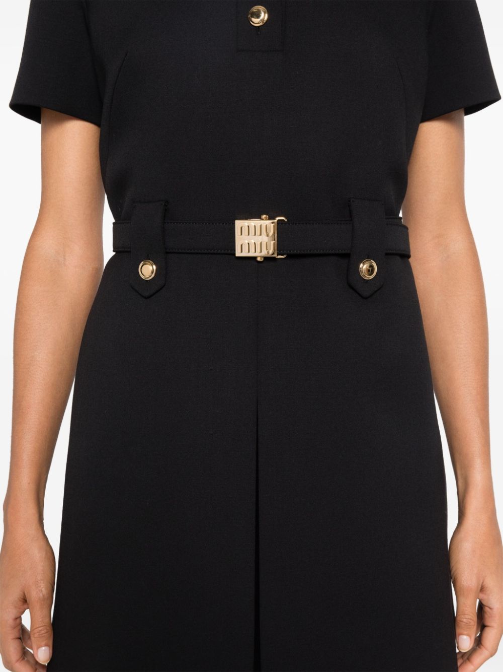 Miu Miu logo-belt mini dress Women