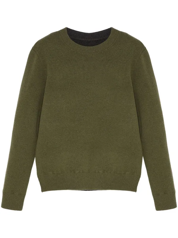 Yves Salomon Two-tone Reversible Knit Jumper in Green