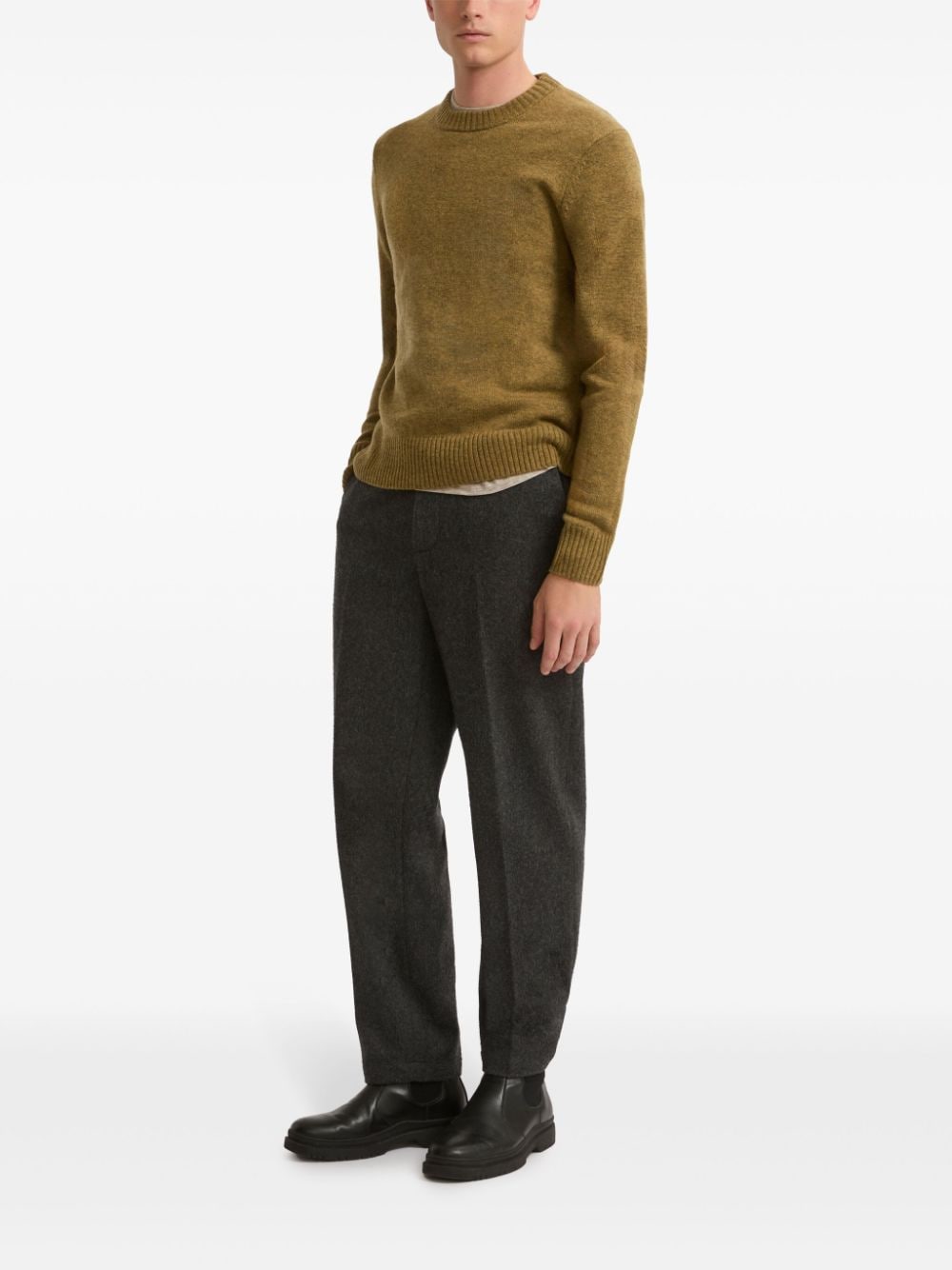 Shop Yves Salomon Crew Neck Knit Jumper In Nude