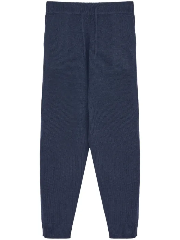 Yves Salomon Knitted Track Pants in Blue