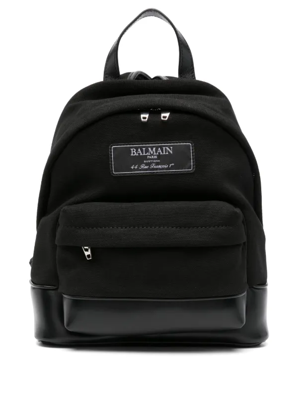 Balmain Kids logo patch Backpack Black FARFETCH CA