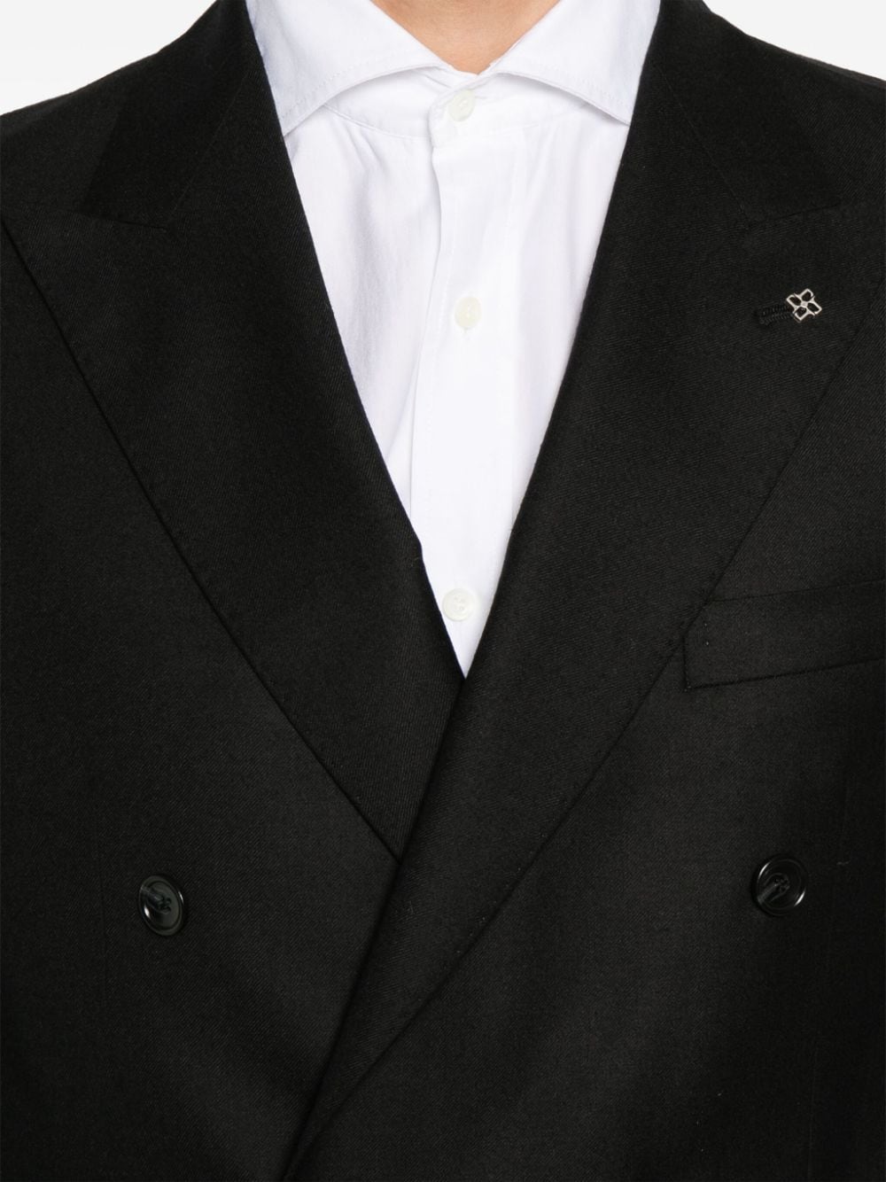 Shop Tagliatore Brooch-detail Suit In Black