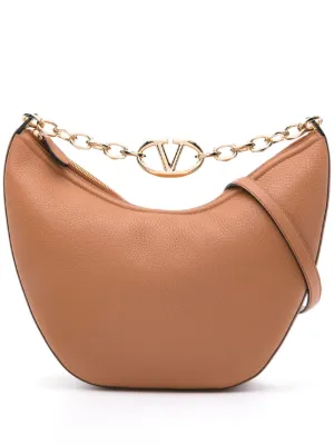 Valentino Garavani Vロゴ ムーン ショルダーバッグ M | ブラウン