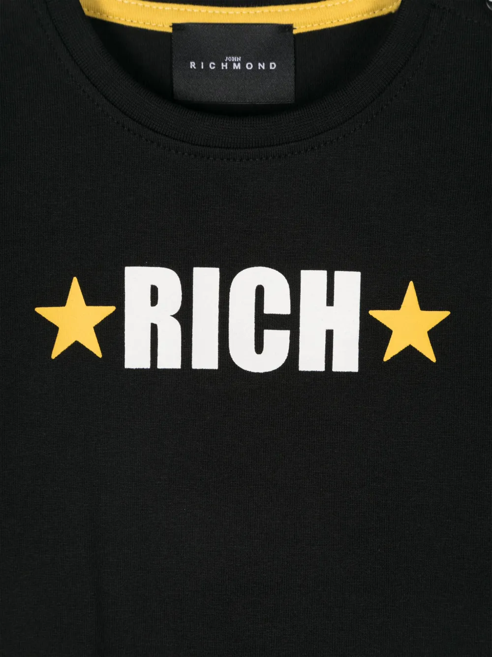 John Richmond Junior Katoenen T-shirt met logoprint Zwart