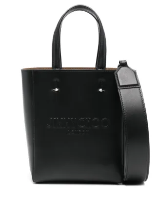 JIMMY CHOO ブラックレザー ハンドバッグ ストラップ付き Jimmy Choo Lenny North-South ハンドバッグ S | ブラック | FARFETCH JP