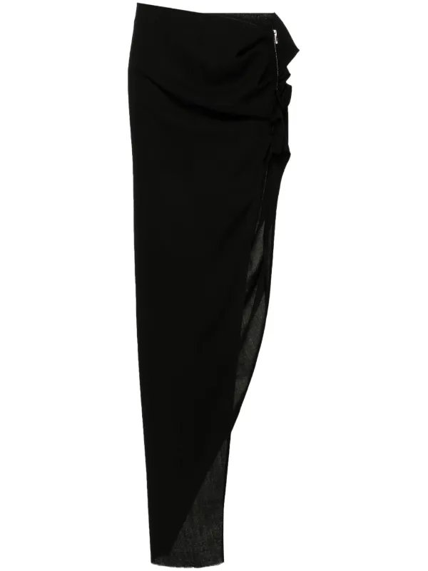 【関税＆送料込み】Rick Owens 'Edfu' Black Long Skirt With RICK OWENS | WOVEN EDFU SKIRT