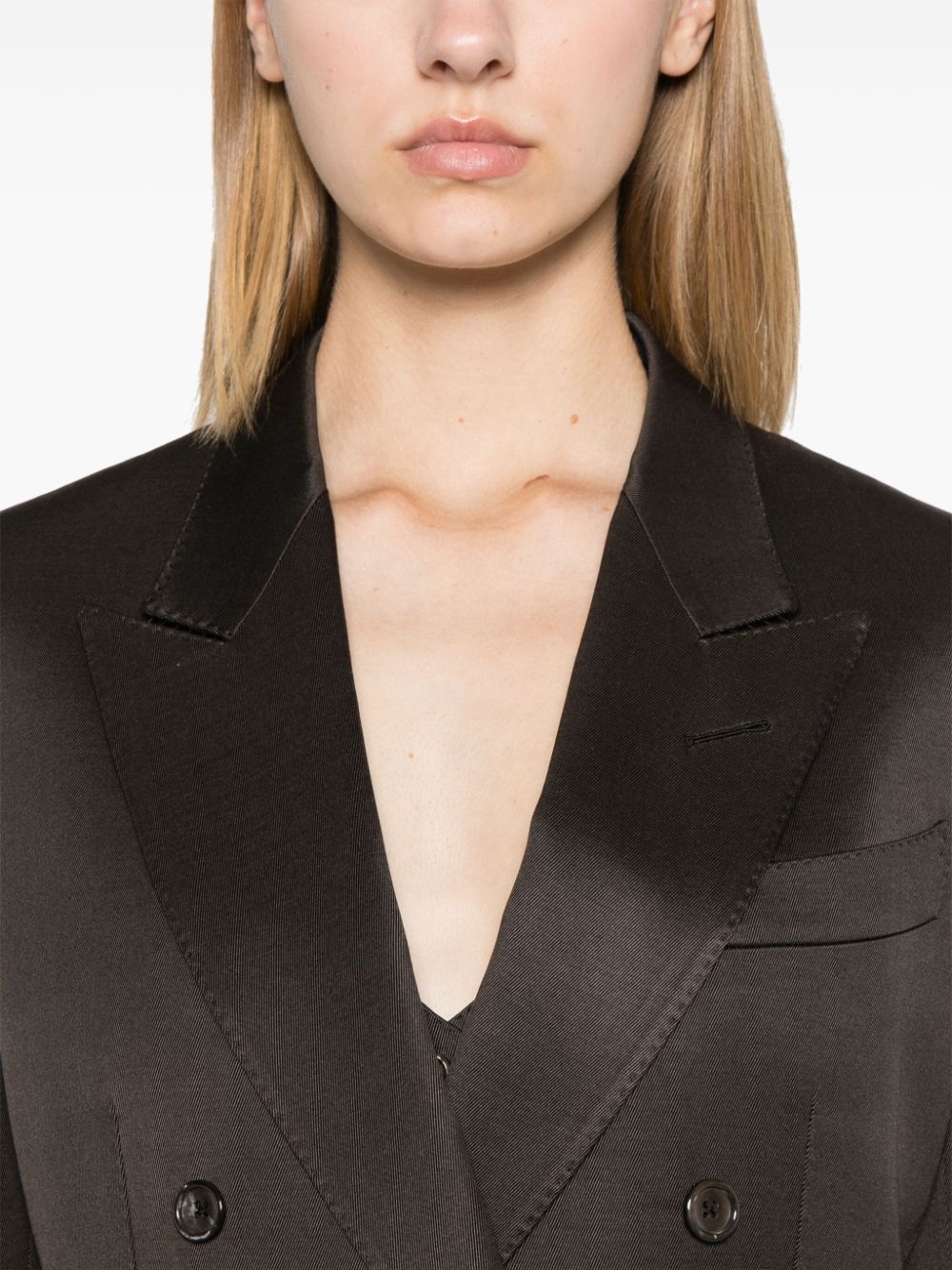 Shop Tom Ford Double-breasted Blazer In Brown