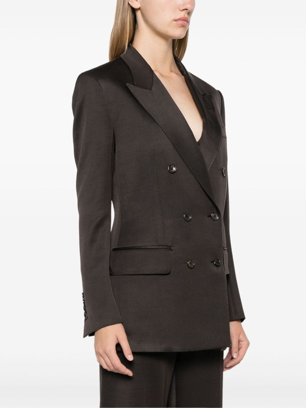 Shop Tom Ford Double-breasted Blazer In Brown