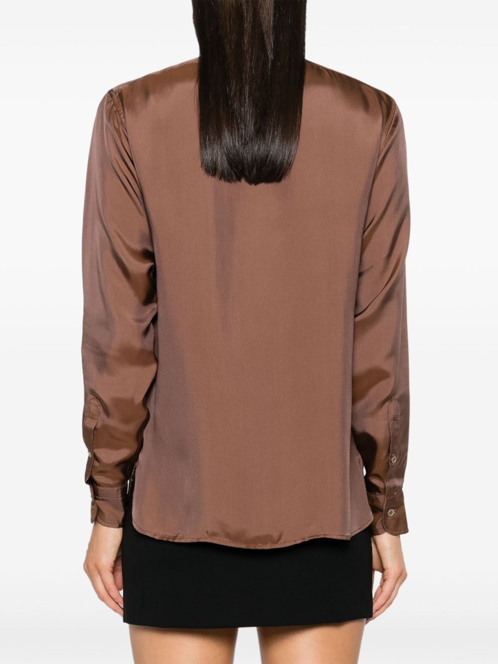 TOM FORD Twill blouse met plissé-details Bruin