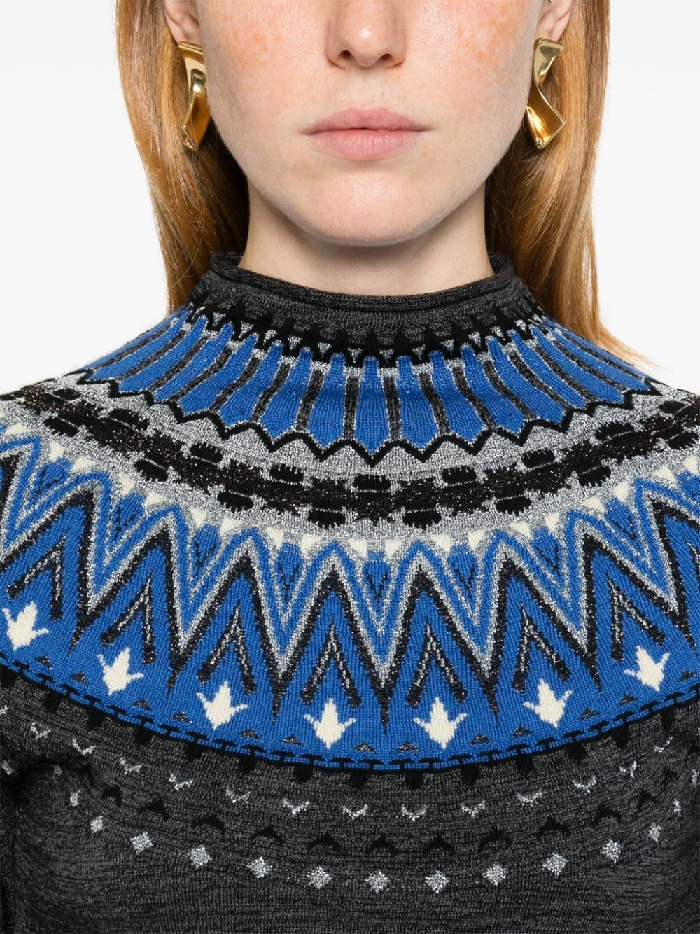 Shop Rabanne Fair-isle Sweater In Grau