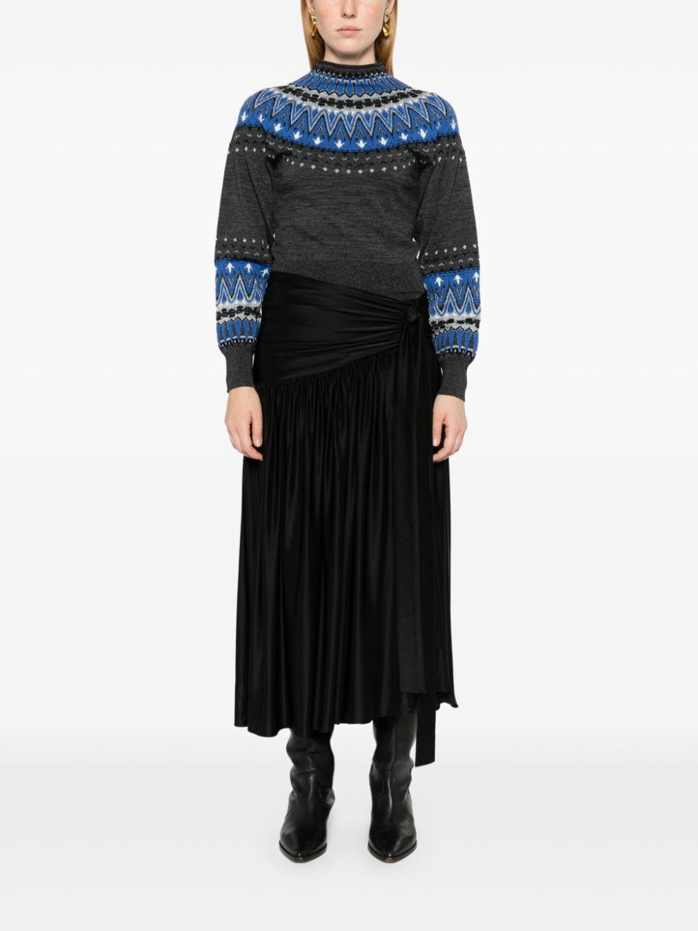 Shop Rabanne Fair-isle Sweater In Grau