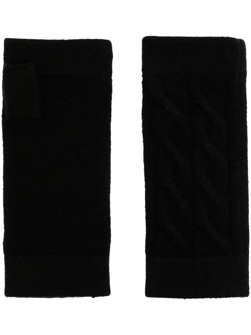 N.Peal Cable Fingerless Cashmere Gloves | Black | Image 1