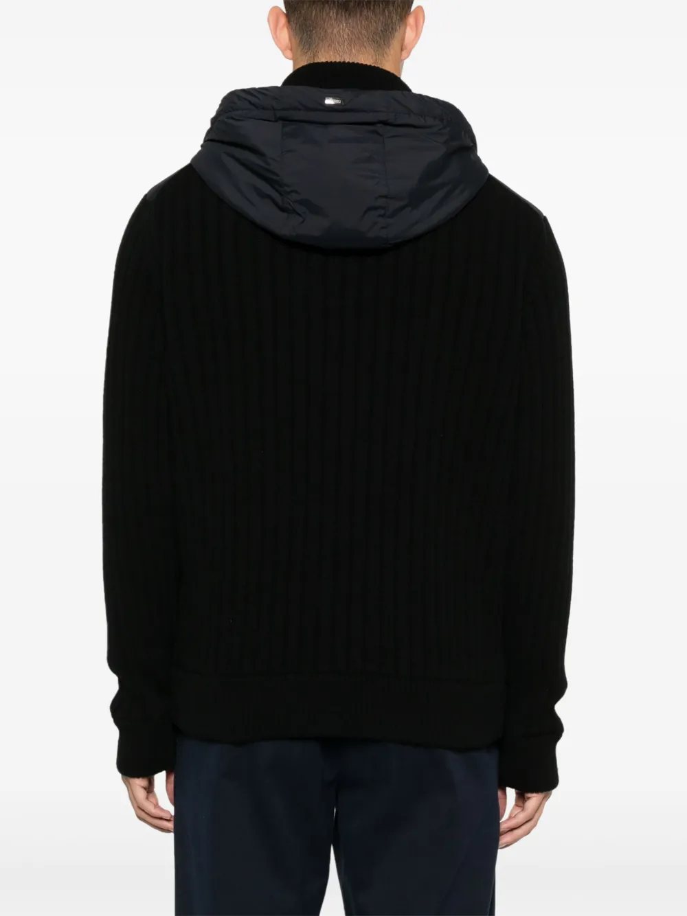 Herno Jack met capuchon en gebreide vlakken Blauw