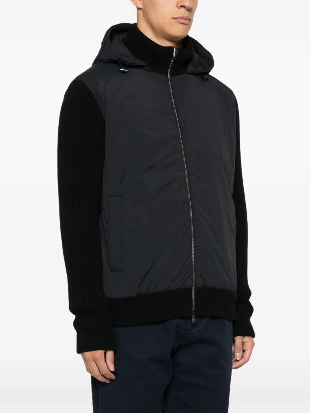 Herno Jack met capuchon en gebreide vlakken Blauw