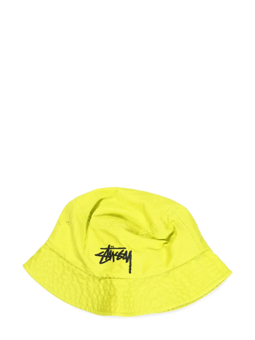 Stussy embroidered logo Cotton Bucket Hat Yellow FARFETCH AZ