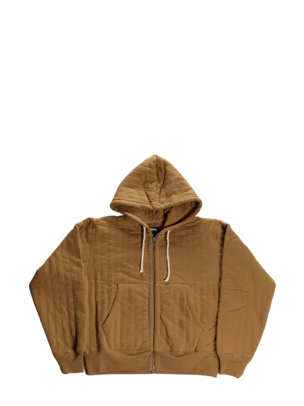 Stussy Quilted zip up Hoodie Brown FARFETCH CA