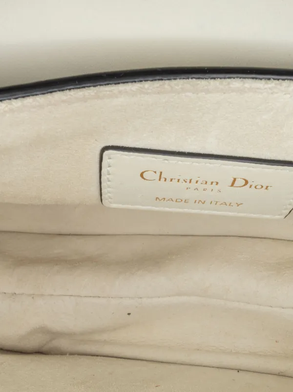 Christian Dior Pre Owned 2018 Mini Calfskin Toile De Jouy Saddle Shoulder Bag White FARFETCH CA