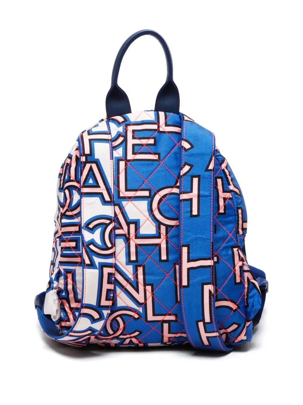 CHANEL Pre-Owned 2018-2019 logo-print backpack - Blauw