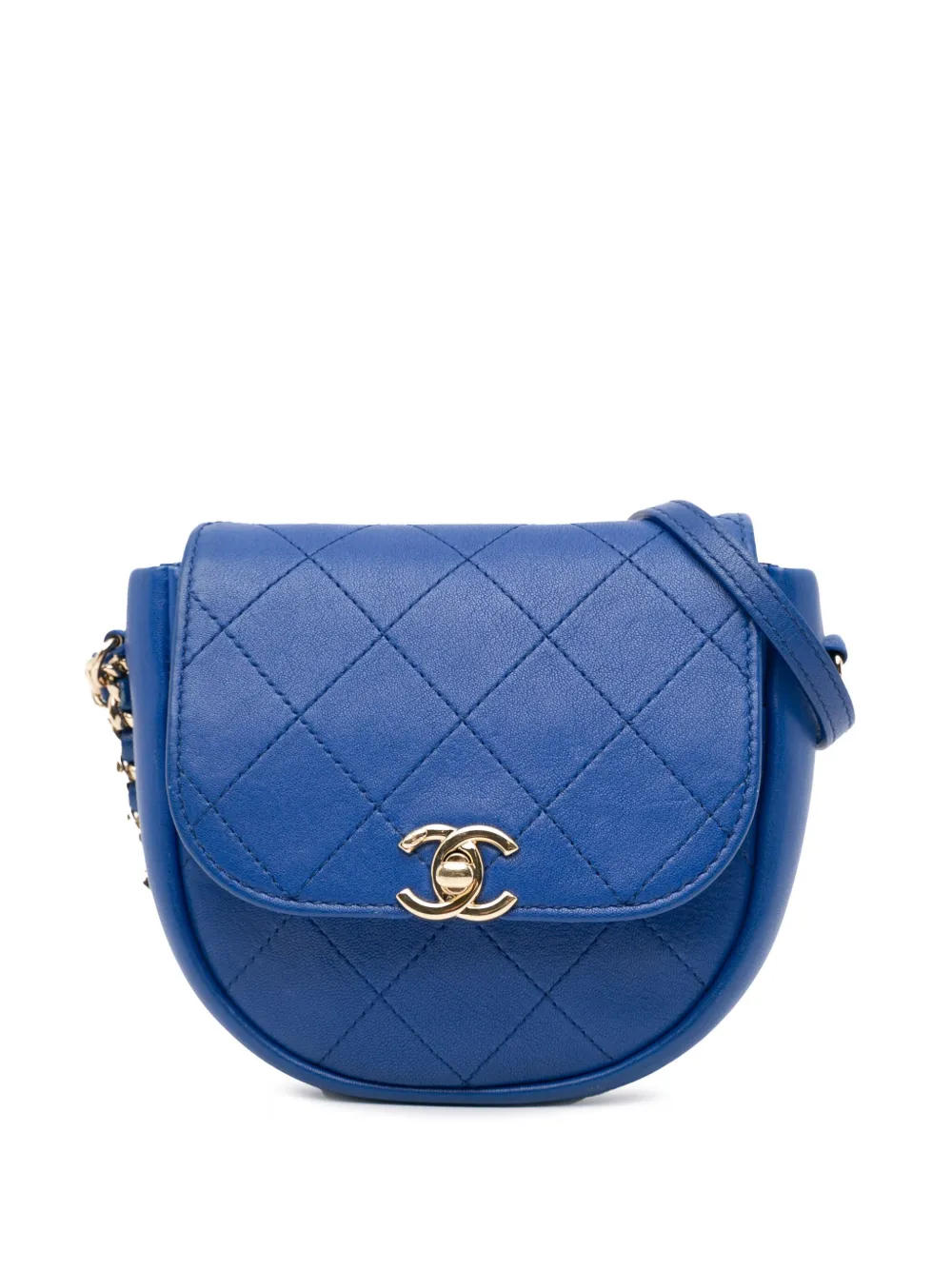 Pre-owned Chanel 2018-2019 Lambskin Casual Trip Flap Crossbody Bag In Blue