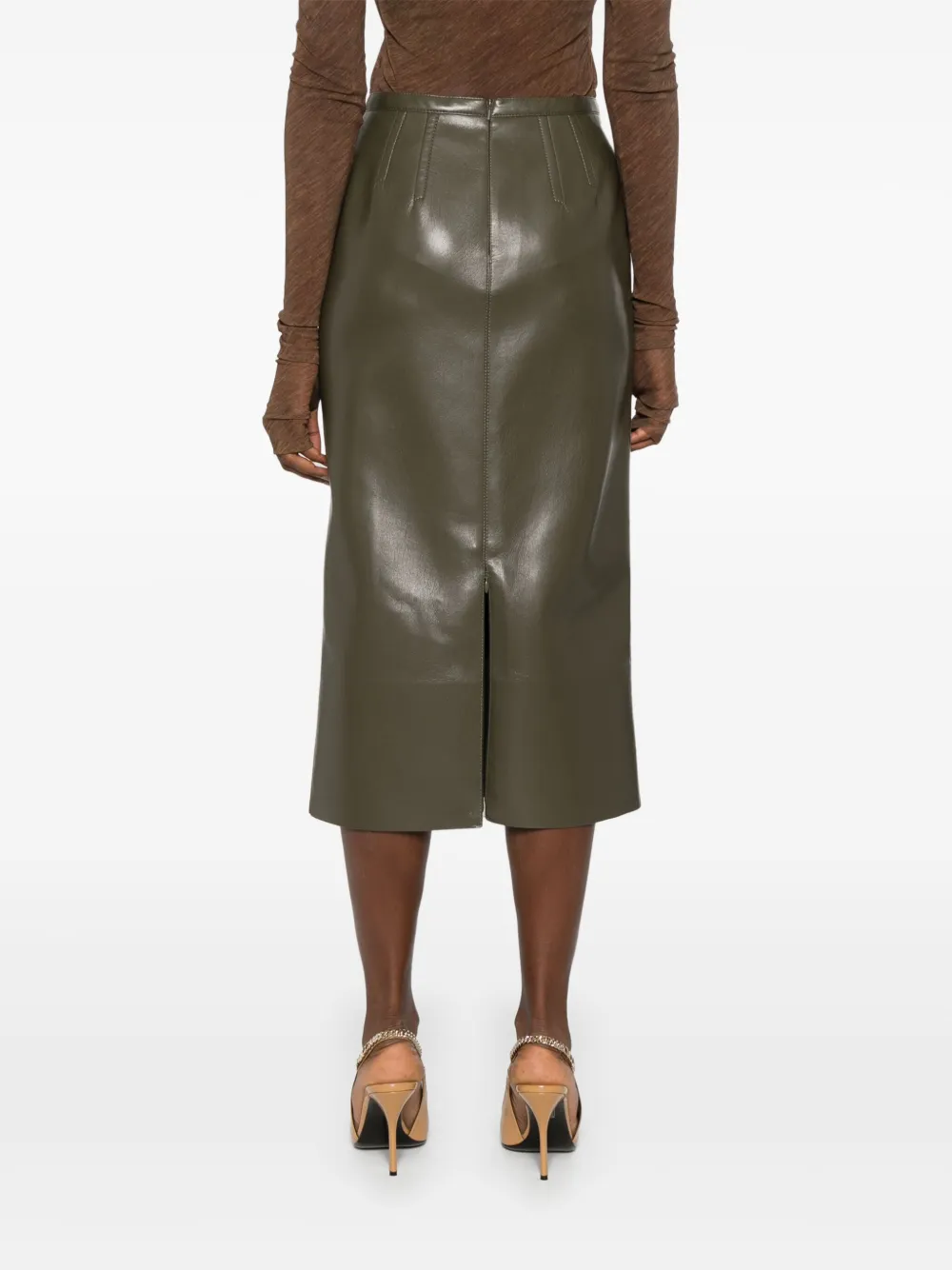 Philosophy Di Lorenzo Serafini High waist rok met gecoate afwerking Groen
