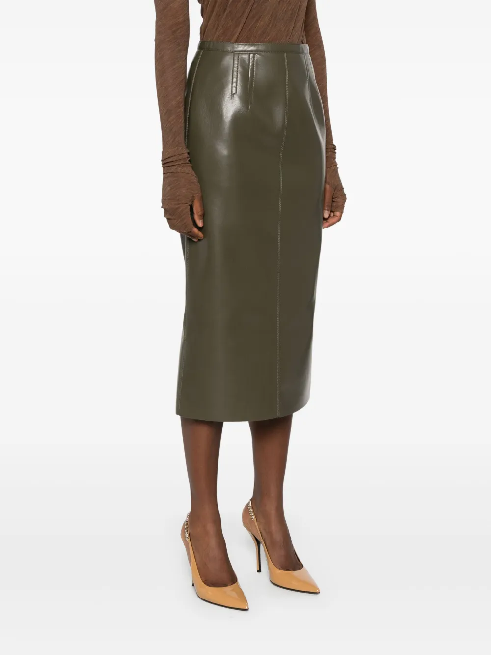 Philosophy Di Lorenzo Serafini High waist rok met gecoate afwerking Groen