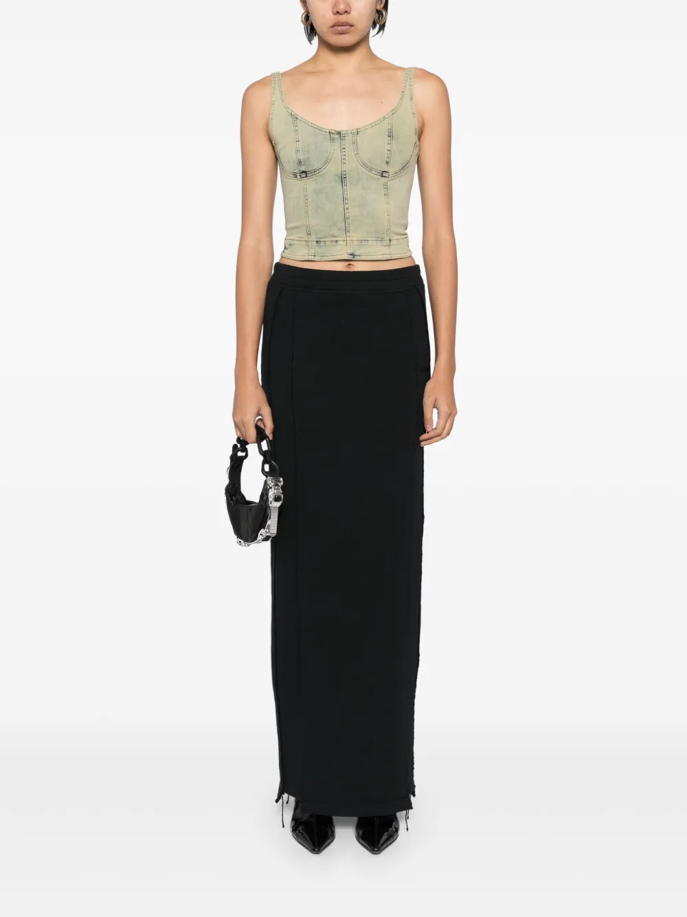 VETEMENTS Jersey maxi-rok met borduurwerk - Zwart
