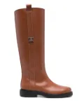 Tod's logo-plaque knee boots - Brown