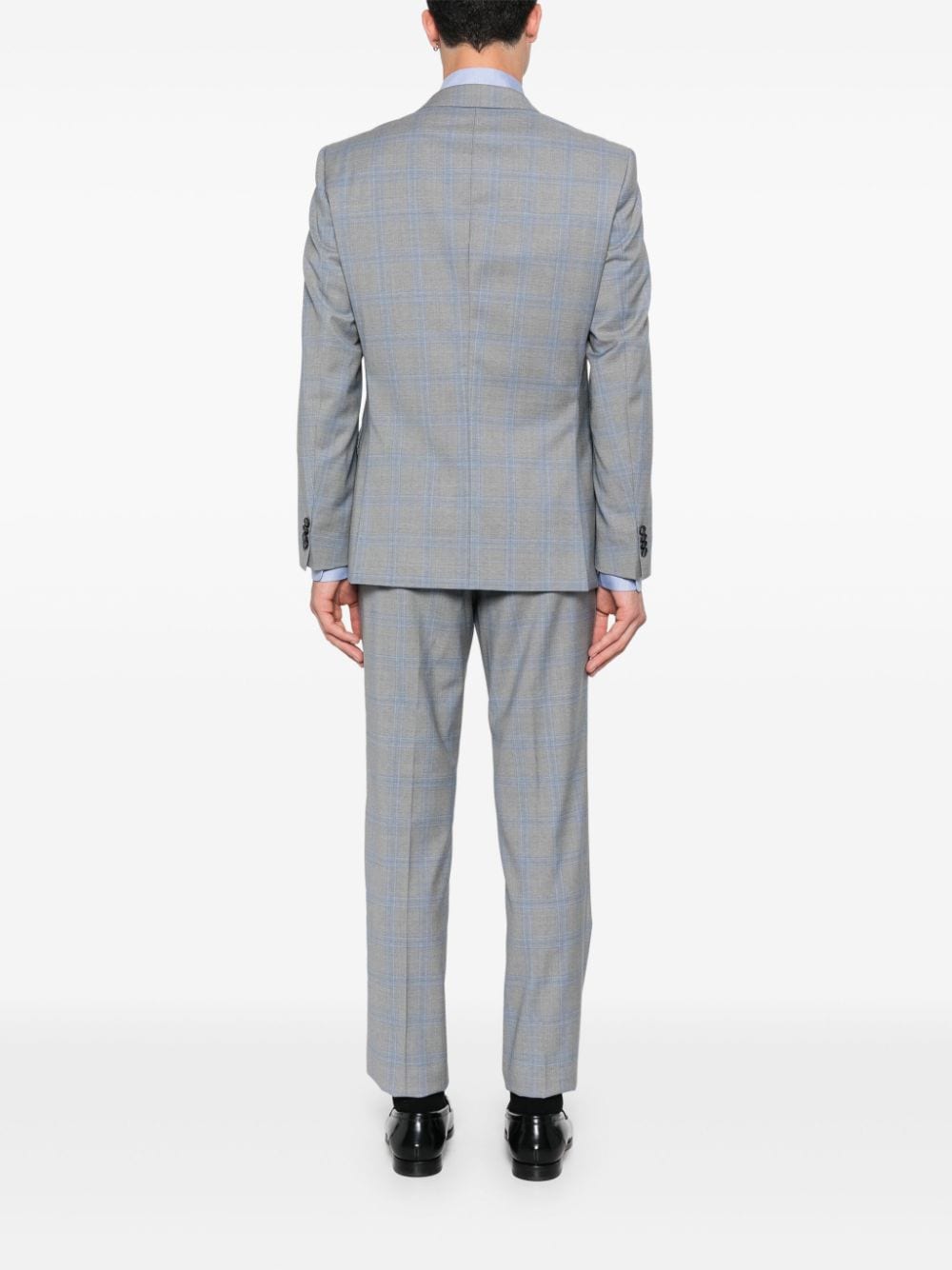 Shop Hugo Boss Plaid-pattern Suit In Grey