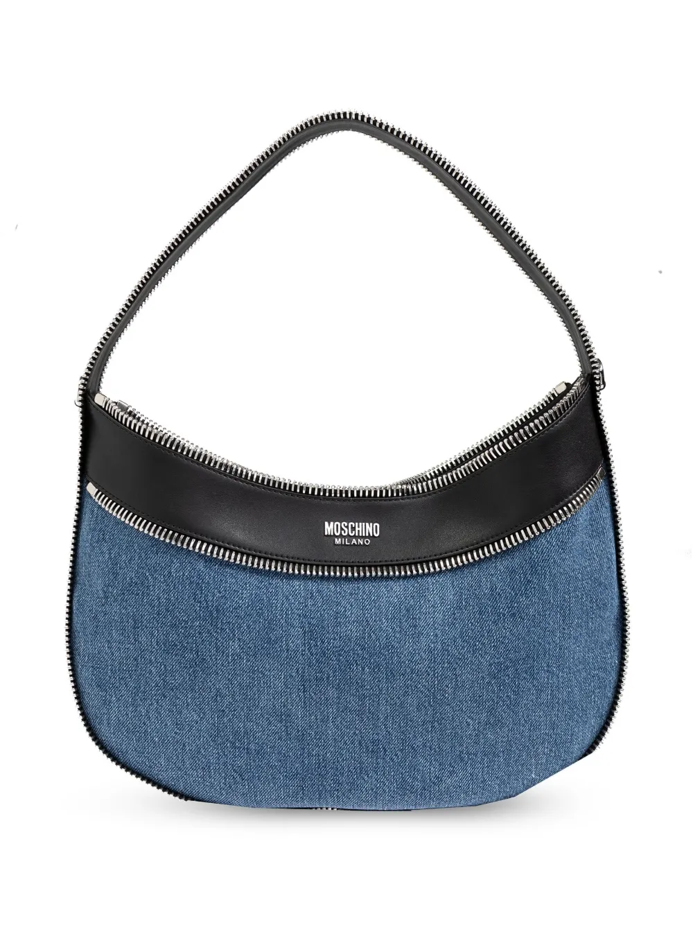 Moschino Denim schoudertas met logoplakkaat Blauw